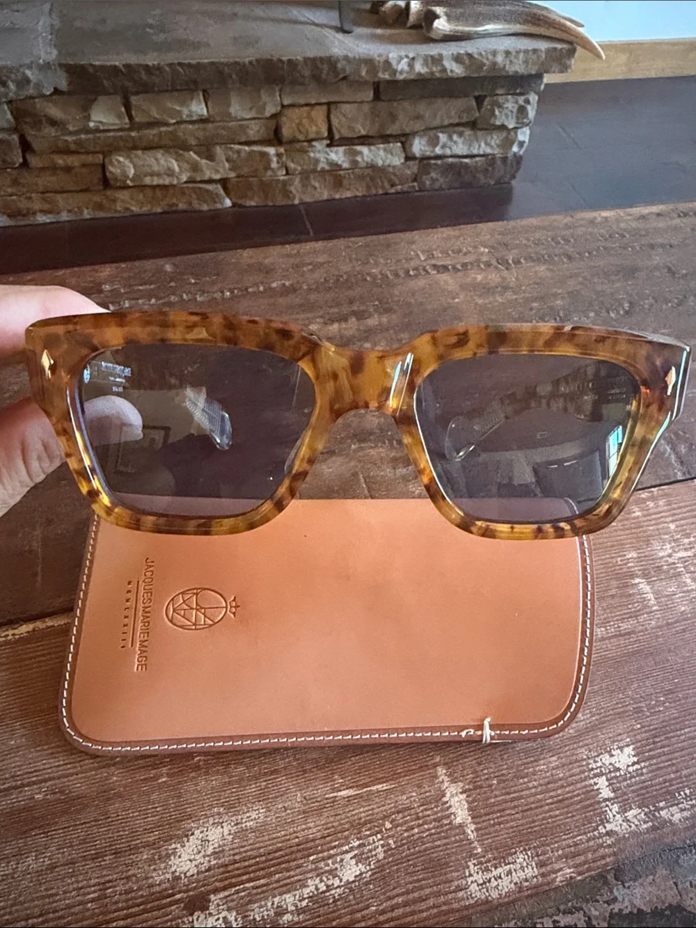 Jacques Marie Mage Tortoiseshell Square Frame Men's Sunglasses -